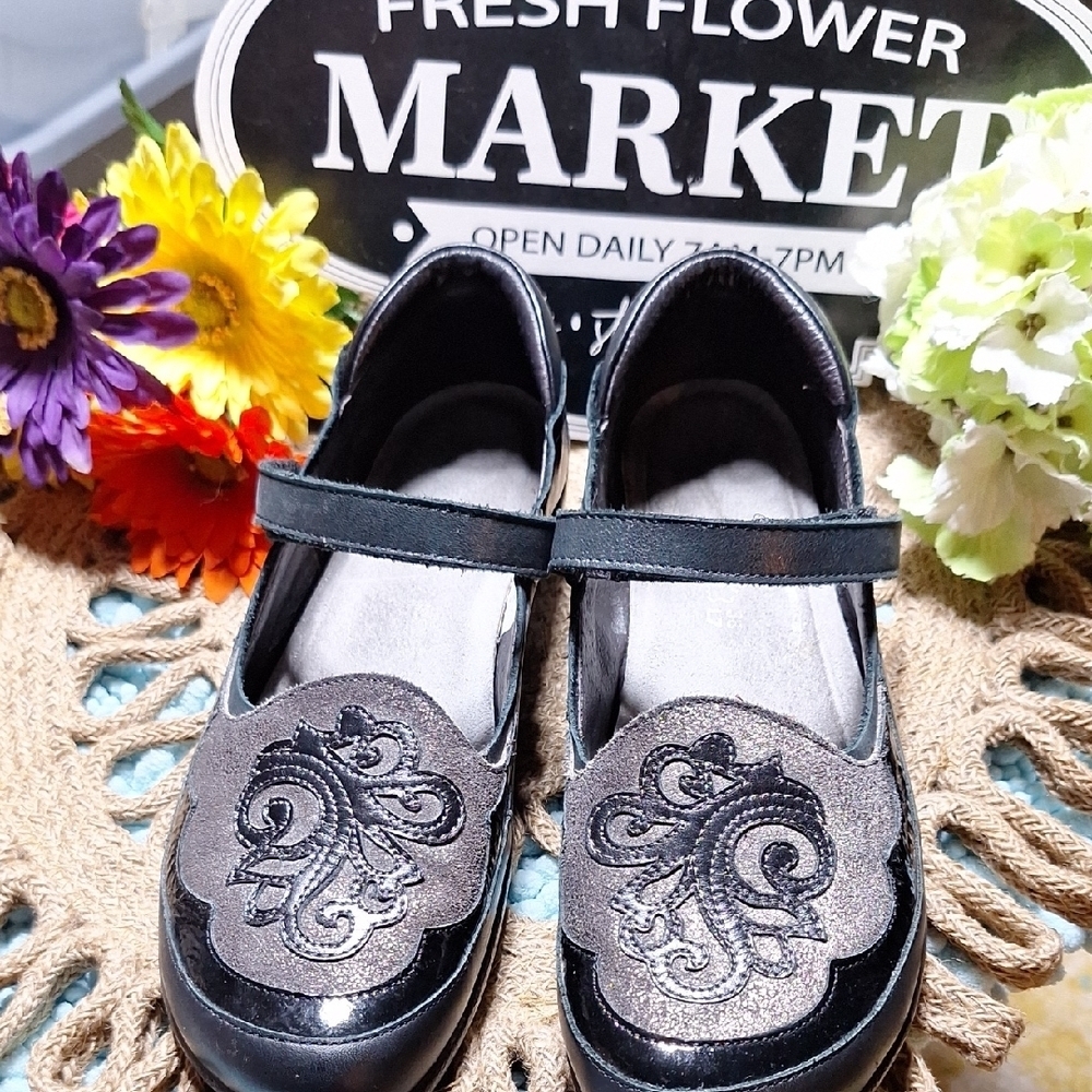 NAOT Black and Silver Mary Jane Shoes